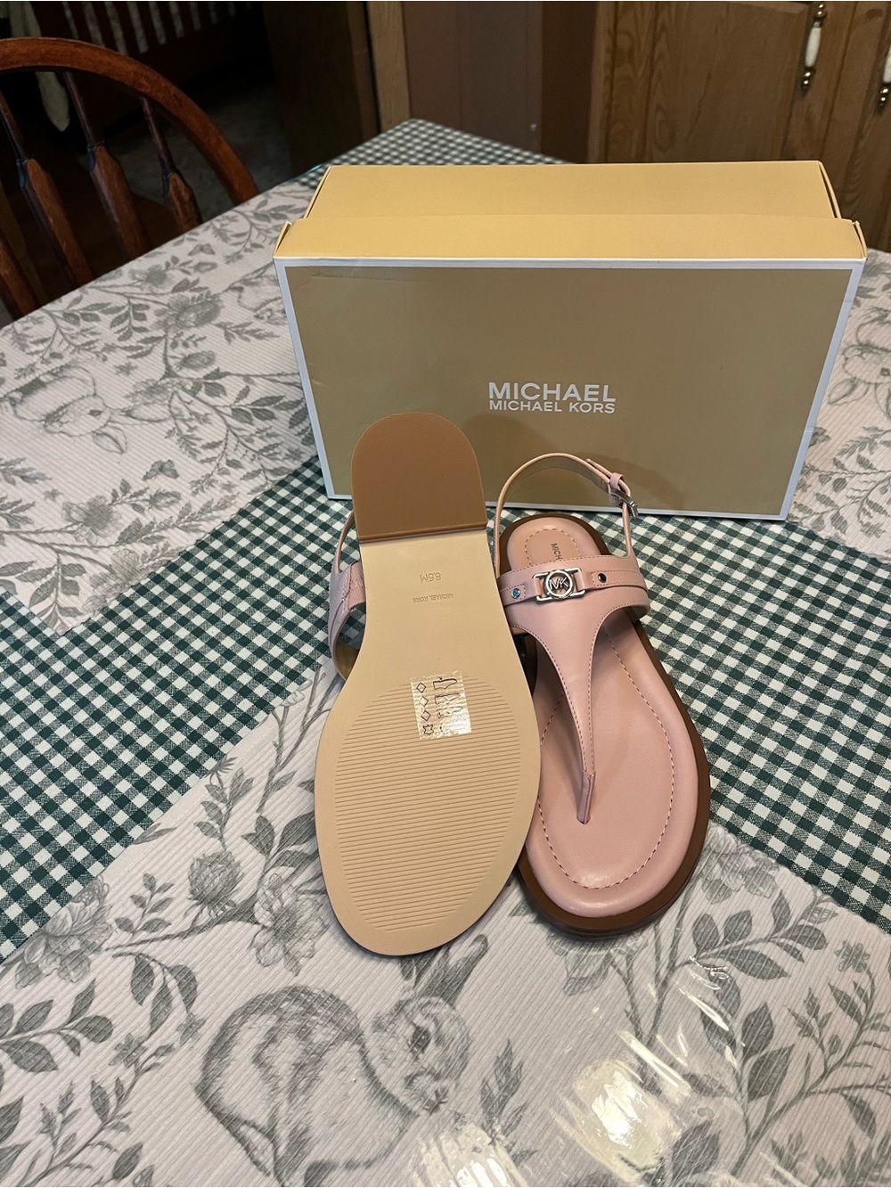 Michael Kors Pink Logo Thong Sandals